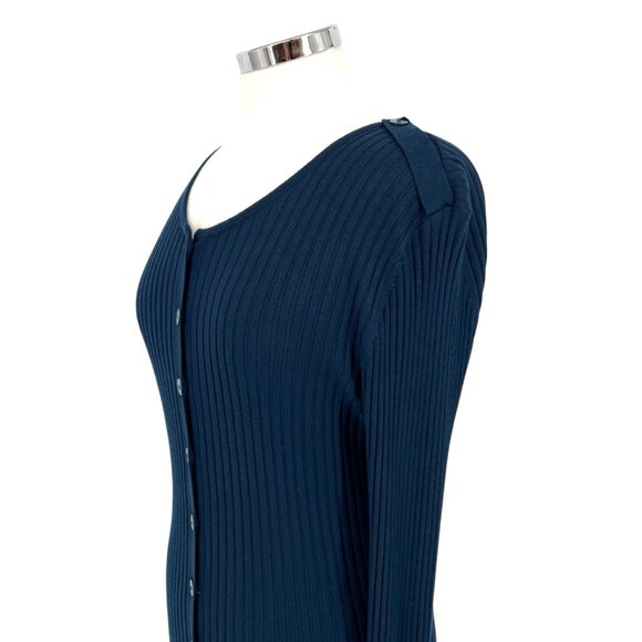 Long Tall Sally Womens Ribbed Navy Cardigan Sweater Button Front Size Medium - Picture 4 of 11